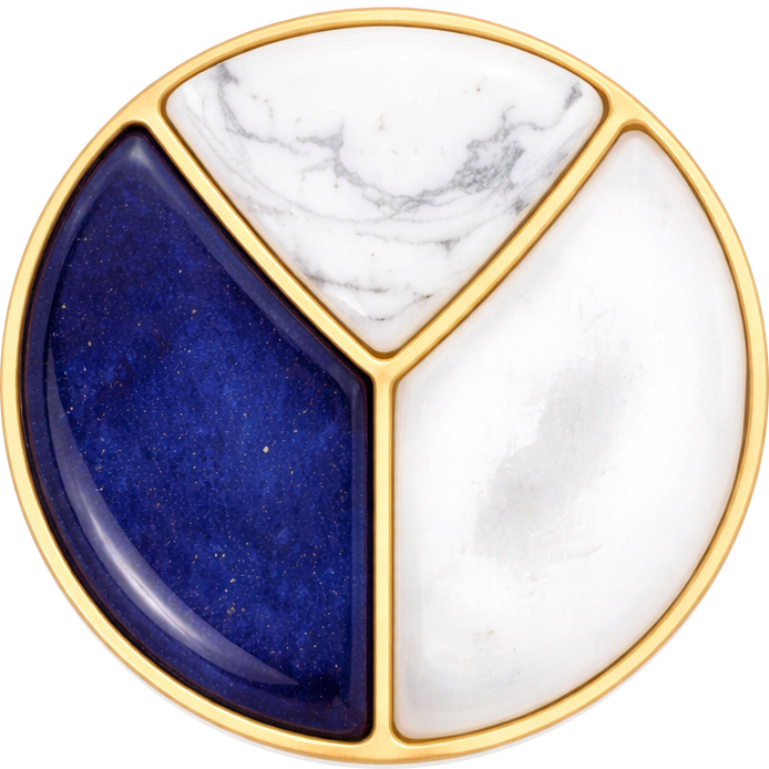 Vit marmor/djup lapisblå/opalvit