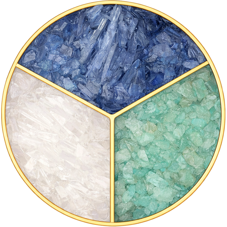 Blå Cyanit/Selenit/Grön Amazonit